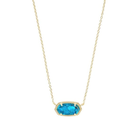 Kendra Scott Elisa Short Pendant in Gold Bronze Veined Turquoise Magnesite - Picture 2 of 4